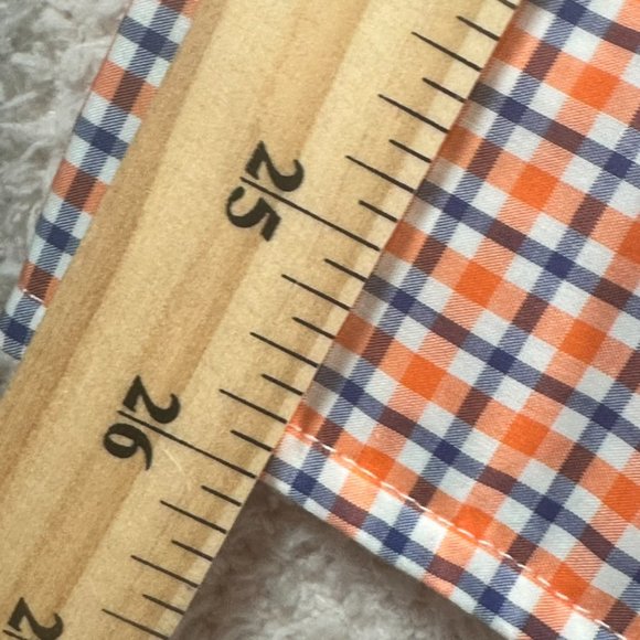 Gustin Long Sleeve Button Shirt Thomas Mason Orange Blue Gingham Medium Cotton - Picture 10 of 10